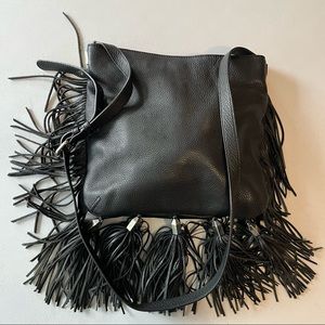 Rebecca Minkoff Black Leather Fringe Crossbody